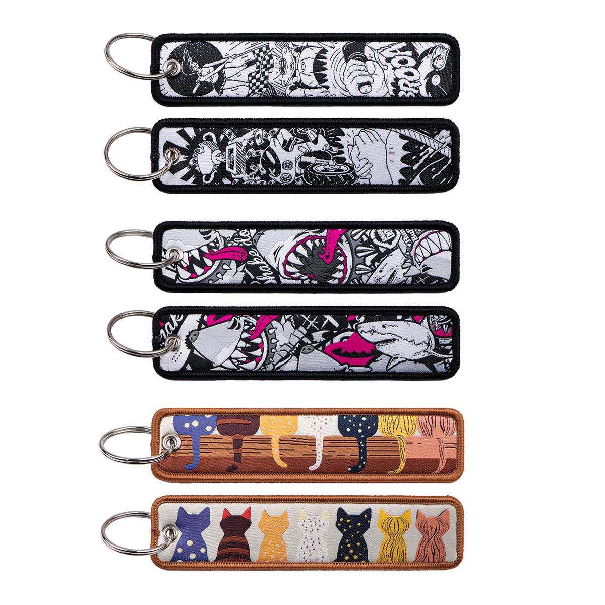 Car Accessories Quotation - 1PC Anime Shark Cat Embroidered Keys