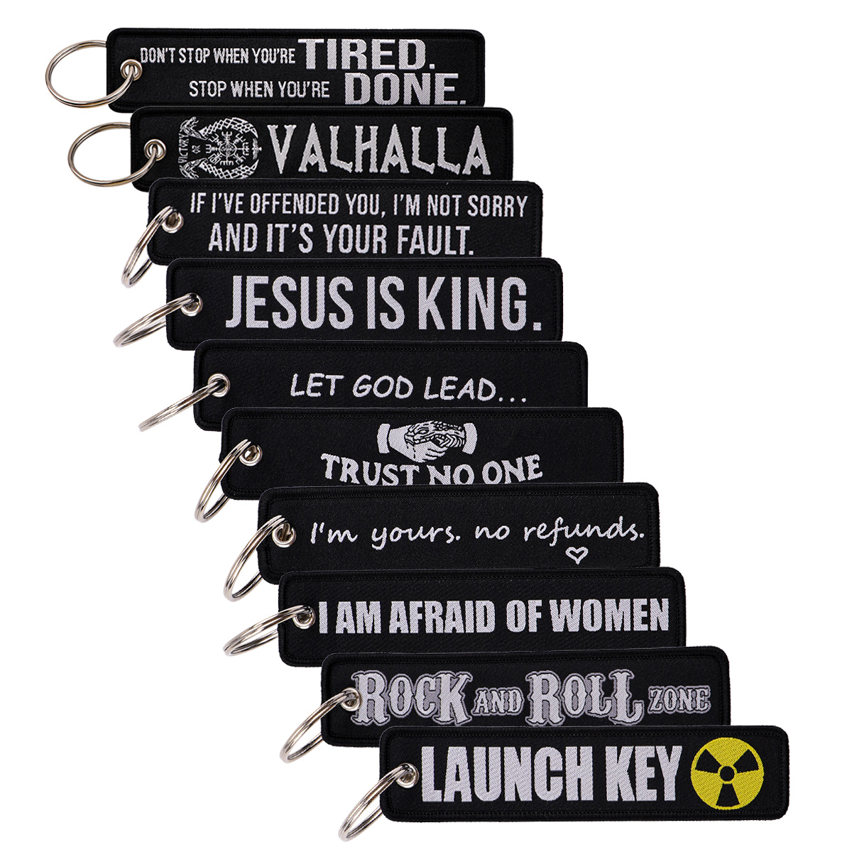 Car Accessories Quotation - Black Embroidery Key Fob Rock and