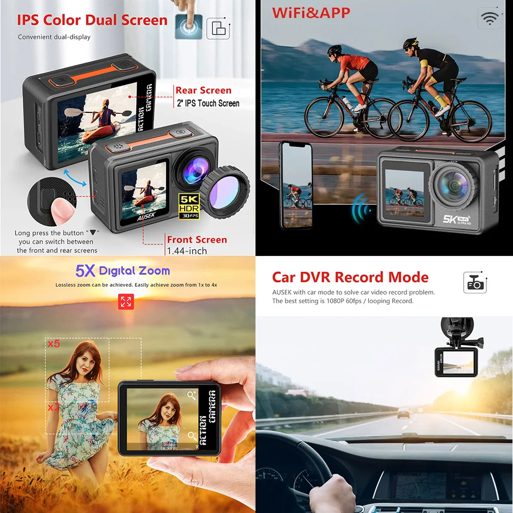 AUSEK M81TR Action Camera 5K 4 - Car Accessories Online review and price