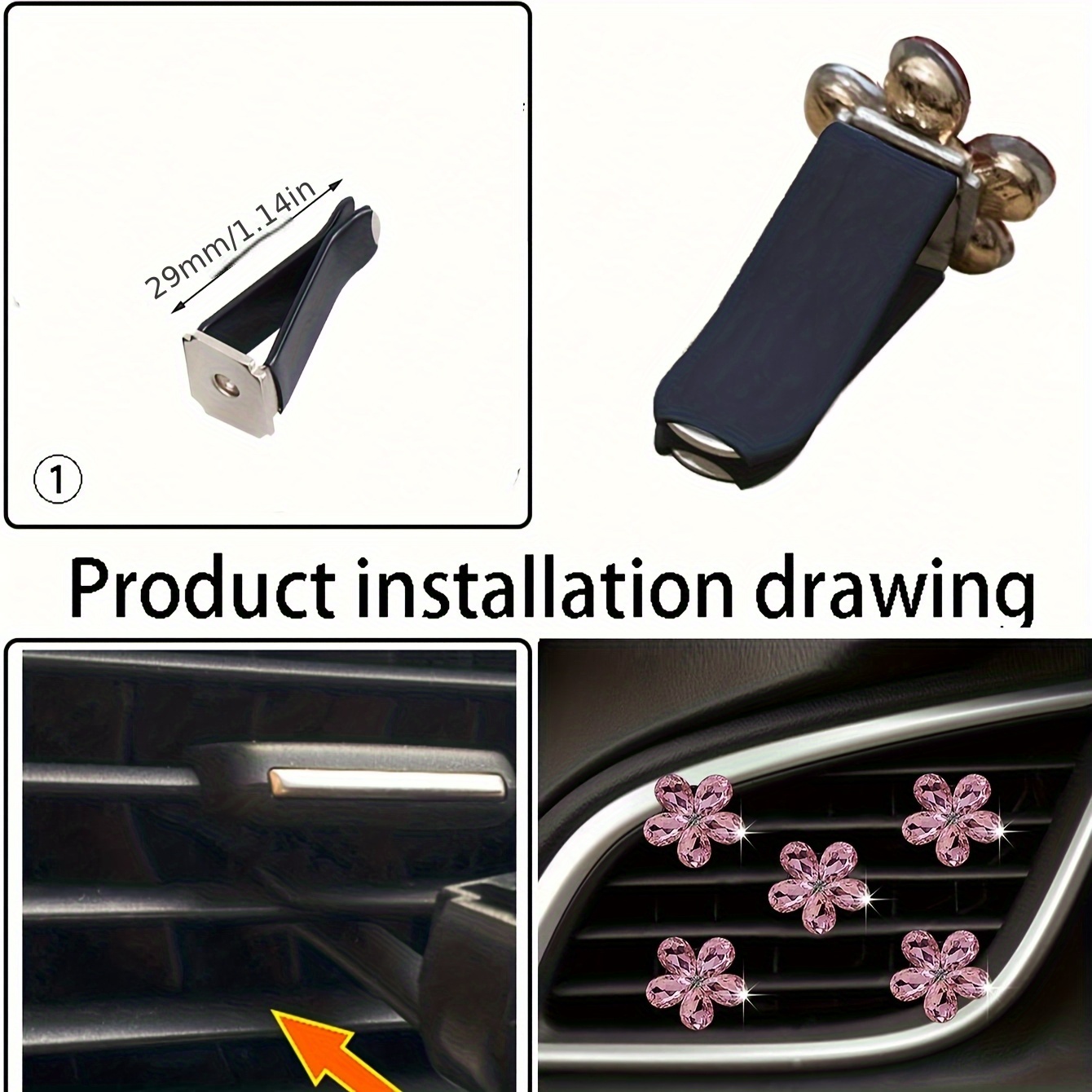 5Pcs Bling Crystal Flower Car  - Car Accessories Must Have review and price