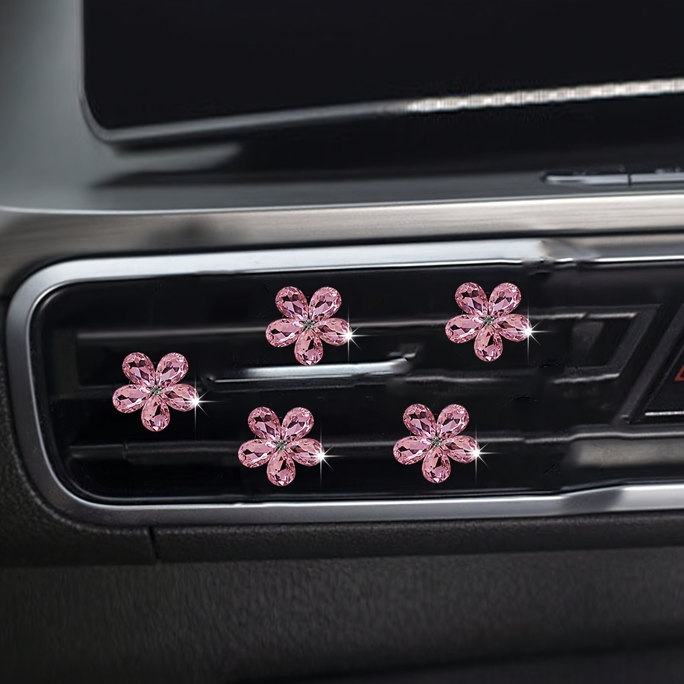 5Pcs Bling Crystal Flower Car  - Car Accessories Must Have review and price