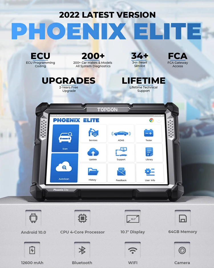 TOPDON PHOENIX ELITE Car Ecu U - Obd2 Scanner review and price
